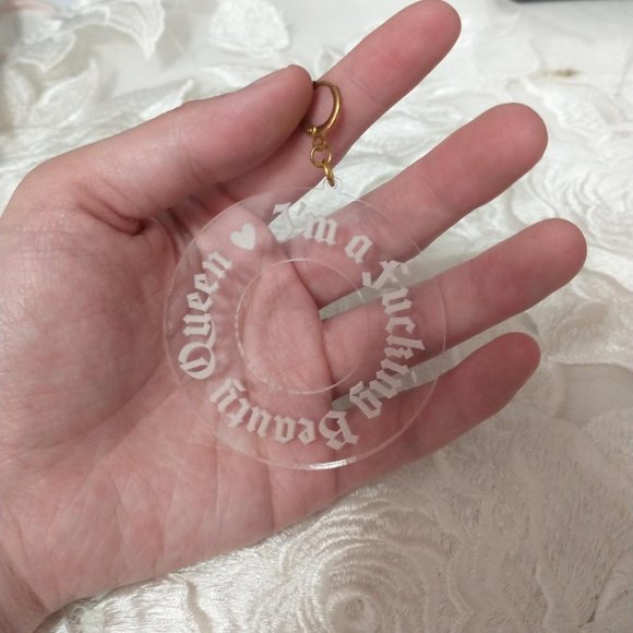 Positive Affirmation Hoop Earrings "I'm a ****ing beauty queen" by Shop Cholla - Picture 1 of 2